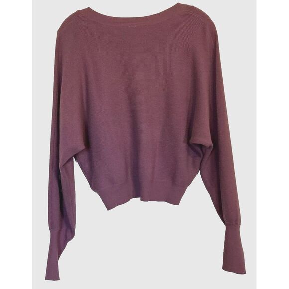 Dreamers by Debut Women's Large Purple Cropped Ribbed Sweater Comfy Colorful - Picture 2 of 7